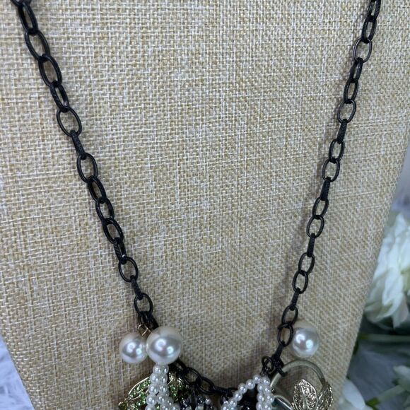 New Plunder Pearl Statement Necklace Chunky Layered Jewelry Vintage Inspired - Picture 4 of 7